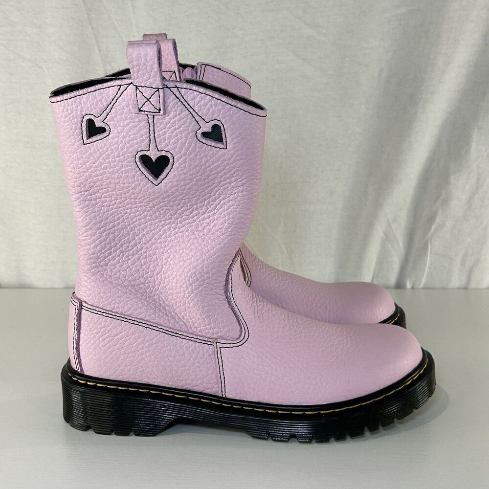 Dr Doc Martens Bex Heart P-O Boots Cowgirl Women’s Size 5 Soft Pink Leather NEW
